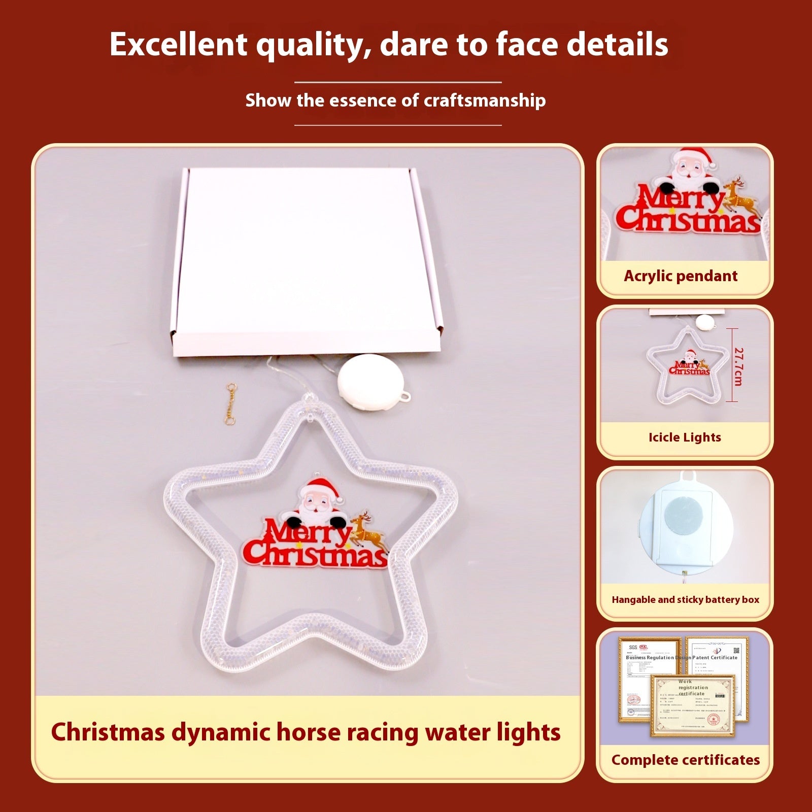 LED Christmas Star Light Decoration for Window/Door.